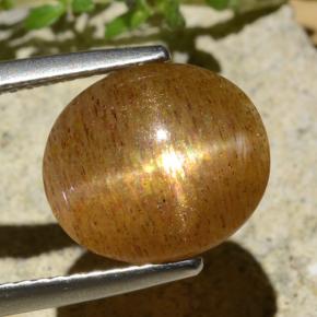 9,17 ctw natürlicher gold-braun Sternsonnenstein, Oval Schliff, Lichtdurchlässig