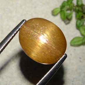 9,17 ctw natürlicher gold-braun Sternsonnenstein, Oval Schliff, Lichtundurchlässig