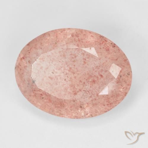 10.41ct Natürlicher Mittelrosa Erdbeerquarz, Oval, Lichtdurchlässig