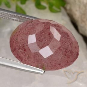 9,17 ctw natürlicher Mittelrot Erdbeerquarz, Oval, Lichtdurchlässig