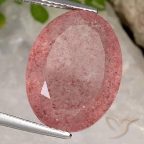 9,17 ctw natürlicher Mittelrot Erdbeerquarz, Oval, Lichtdurchlässig
