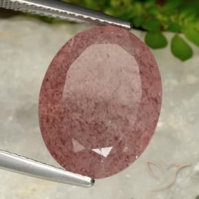 9,17 ctw natürlicher rose-rosa Erdbeerquarz, Oval, Lichtdurchlässig