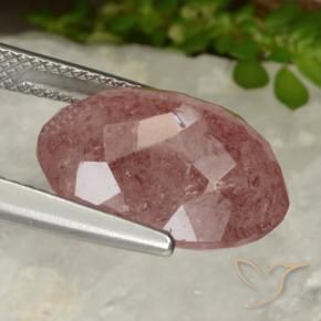9,17 ctw natürlicher rose-rosa Erdbeerquarz, Oval, Lichtdurchlässig
