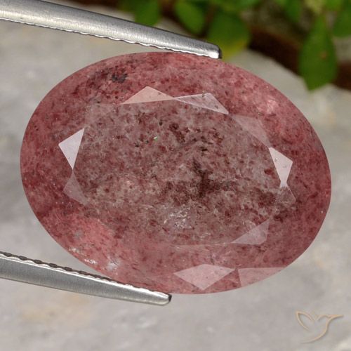 11.86ct Natürlicher tiefrosa Erdbeerquarz, Oval, Lichtdurchlässig