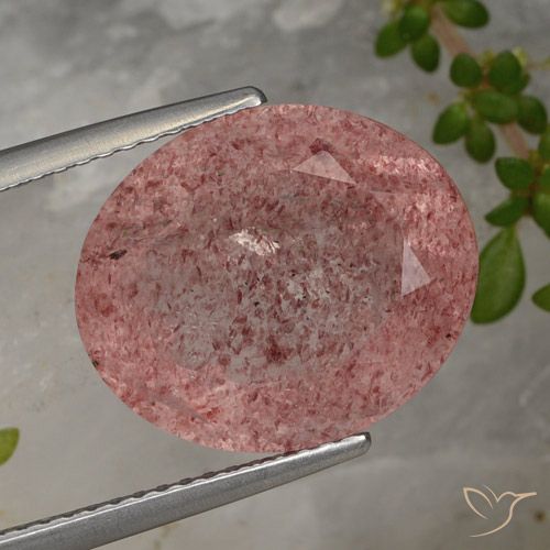 8.89ct Natürlicher Lilaisch-rot Erdbeerquarz, Oval, Lichtdurchlässig
