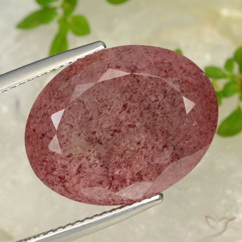 17.12ct Natürlicher Lila Kirschrot Erdbeerquarz, Oval, Lichtdurchlässig