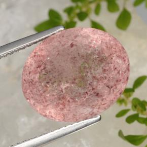 9,17 ctw natürlicher hellrose-rosa Erdbeerquarz, Oval Schliff, Lichtdurchlässig