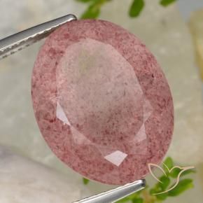 9,17 ctw natürlicher Lilaisch-rot Erdbeerquarz, Oval, Lichtdurchlässig