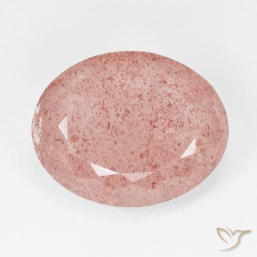 11.72ct Natürlicher Pale Red Orange Erdbeerquarz, Oval, Lichtdurchlässig