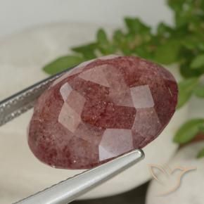 9,17 ctw natürlicher Sangria Rot Erdbeerquarz, Oval, Lichtdurchlässig