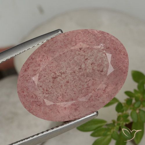 15.28ct Natürlicher Intensives Rosa Erdbeerquarz, Oval, Lichtdurchlässig