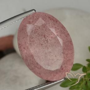 9,17 ctw natürlicher Intensives Rosa Erdbeerquarz, Oval, Lichtdurchlässig