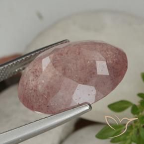 9,17 ctw natürlicher Intensives Rosa Erdbeerquarz, Oval, Lichtdurchlässig