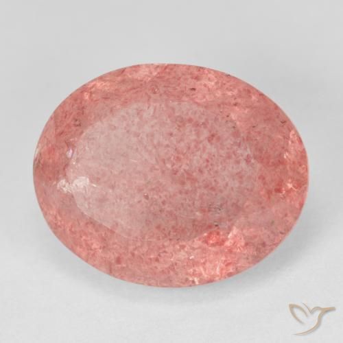 9,17 ctw natürlicher hellrose-rosa Erdbeerquarz, Oval, Lichtdurchlässig