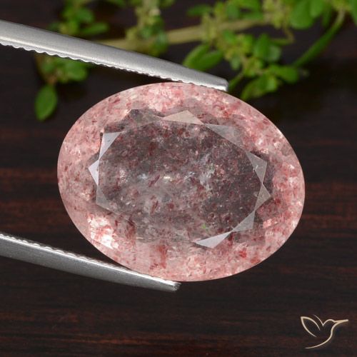 12.52ct Natürlicher Intensives Rosa Erdbeerquarz, Oval, Lichtdurchlässig
