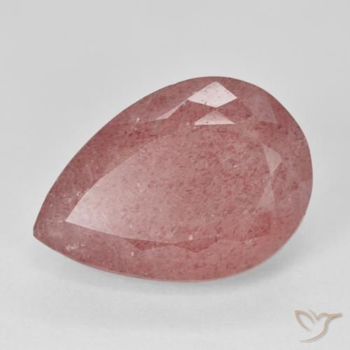 12.90ct Natürlicher rose-rosa Erdbeerquarz, Birnenform, Lichtdurchlässig