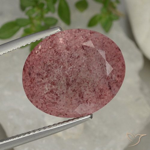 13.88ct Natürlicher rose-rosa Erdbeerquarz, Oval, Lichtdurchlässig