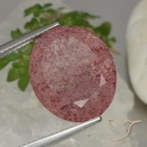 9,17 ctw natürlicher rose-rosa Erdbeerquarz, Oval, Lichtdurchlässig