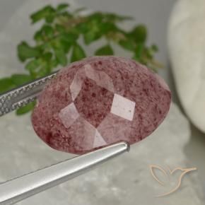 9,17 ctw natürlicher rose-rosa Erdbeerquarz, Oval, Lichtdurchlässig