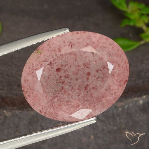13.48ct Natürlicher orange-rosa Erdbeerquarz, Oval, Lichtdurchlässig
