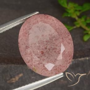9,17 ctw natürlicher orange-rosa Erdbeerquarz, Oval, Lichtdurchlässig