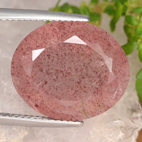 14.58ct Natürlicher orange-rosa Erdbeerquarz, Oval, Lichtdurchlässig