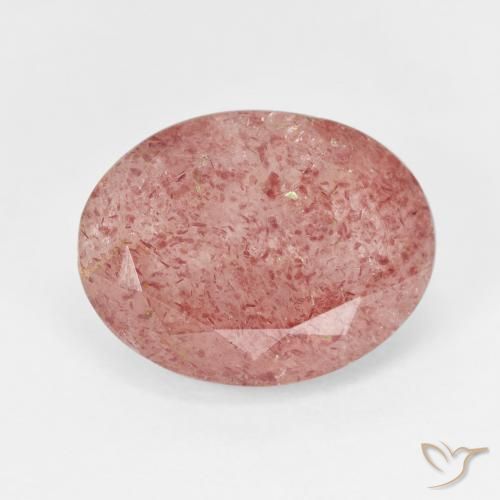 7.35ct Natürlicher Mittelrosa Erdbeerquarz, Oval, Lichtdurchlässig
