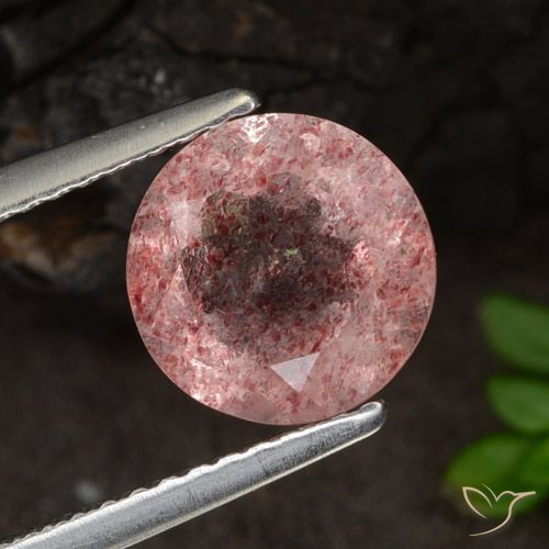 2.07ct Natürlicher rose-rosa Erdbeerquarz, Runden, Lichtdurchlässig