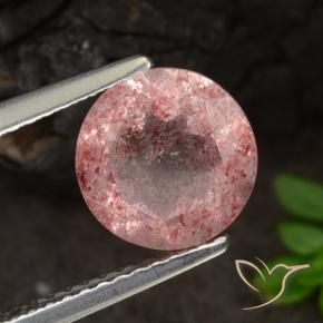 9,17 ctw natürlicher rose-rosa Erdbeerquarz, Runden, Lichtdurchlässig