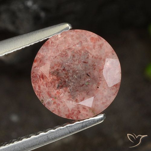 2.11ct Natürlicher Mittelrosa Erdbeerquarz, Runden, Lichtdurchlässig