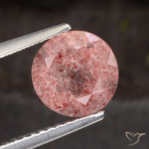 1.94ct Natürlicher Mittelrosa Erdbeerquarz, Runden, Lichtdurchlässig