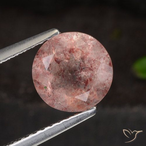 1.63ct Natürlicher tiefrosa Erdbeerquarz, Runden, Lichtdurchlässig
