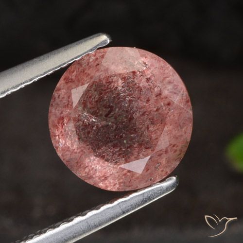 1.98ct Natürlicher Dunkelpink Erdbeerquarz, Runden, Lichtdurchlässig