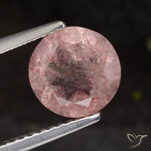 1.67ct Natürlicher Mittelrosa Erdbeerquarz, Runden, Lichtdurchlässig