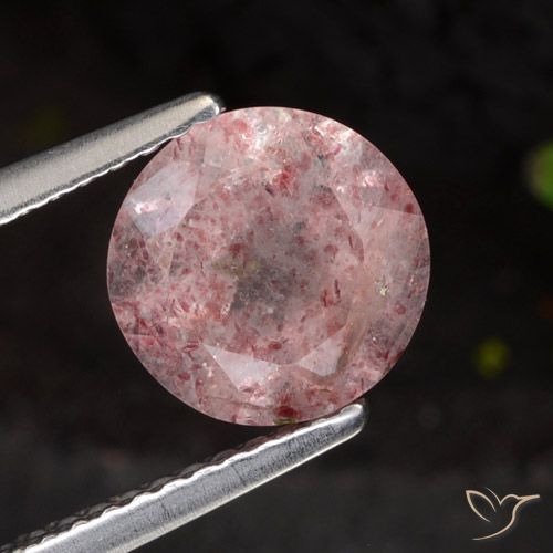 1.99ct Natürlicher rose-rosa Erdbeerquarz, Runden, Lichtdurchlässig