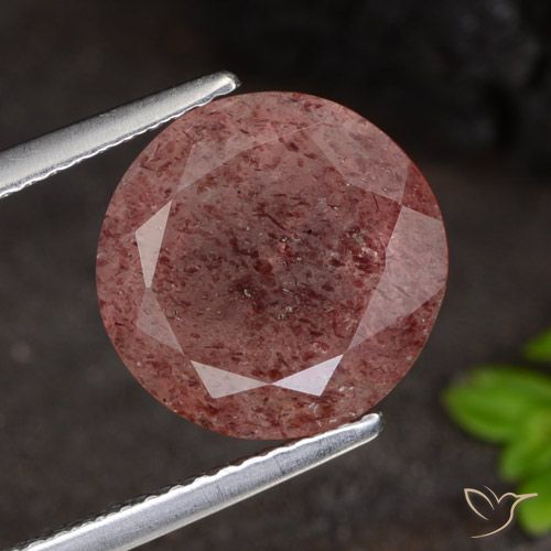 4.67ct Natürlicher Dunkelrosa Erdbeerquarz, Runden, Lichtdurchlässig