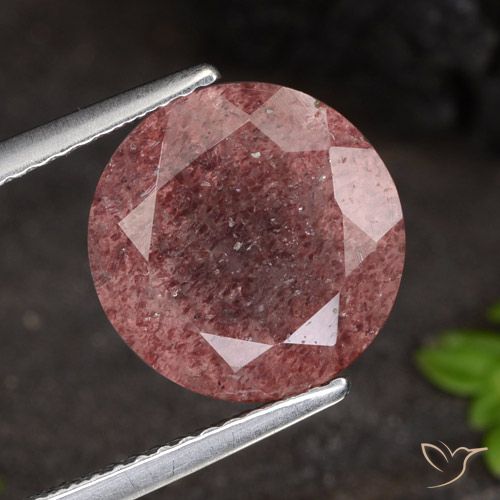 4.88ct Natürlicher Dunkelpink Erdbeerquarz, Runden, Lichtdurchlässig