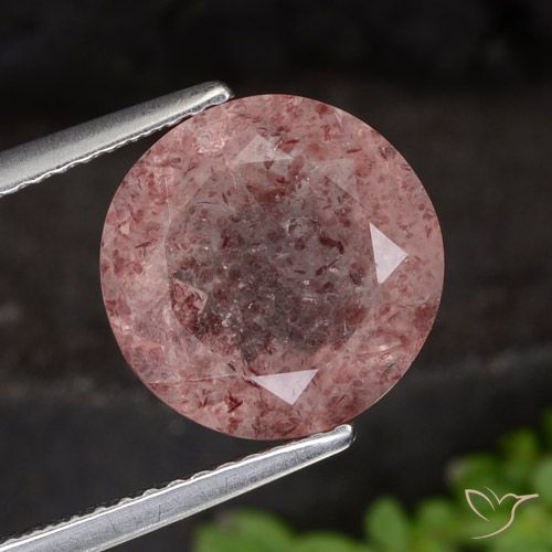 4.42ct Natürlicher Helles Kaugummirosa Erdbeerquarz, Runden, Lichtdurchlässig