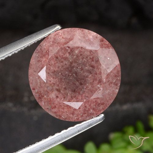 4.89ct Natürlicher rose-rosa Erdbeerquarz, Runden, Lichtdurchlässig