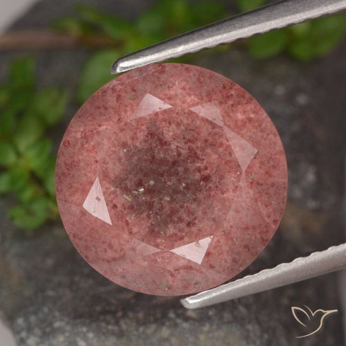 4.73ct Natürlicher Dunkelrosa Erdbeerquarz, Runden, Lichtdurchlässig