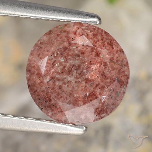 1.76ct Natürlicher Mittelrosa Erdbeerquarz, Runden, Lichtdurchlässig