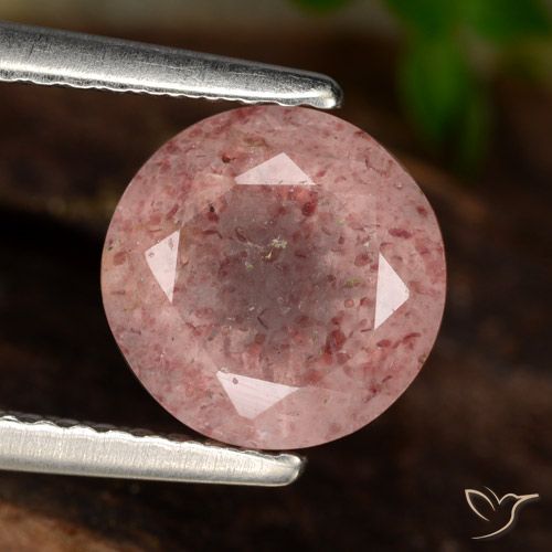 1.84ct Natürlicher hellrose-rosa Erdbeerquarz, Runden, Lichtdurchlässig
