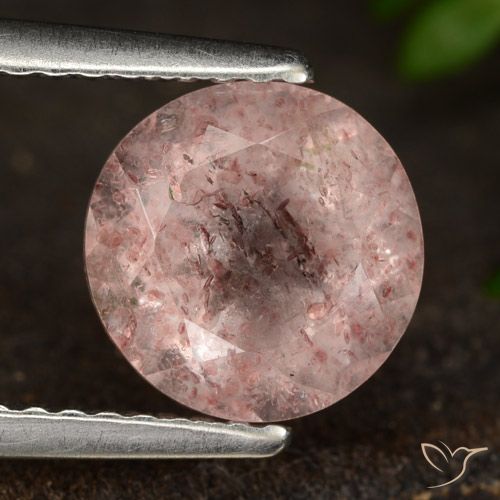 1.97ct Natürlicher Erdiges Rosa Erdbeerquarz, Runden, Lichtdurchlässig