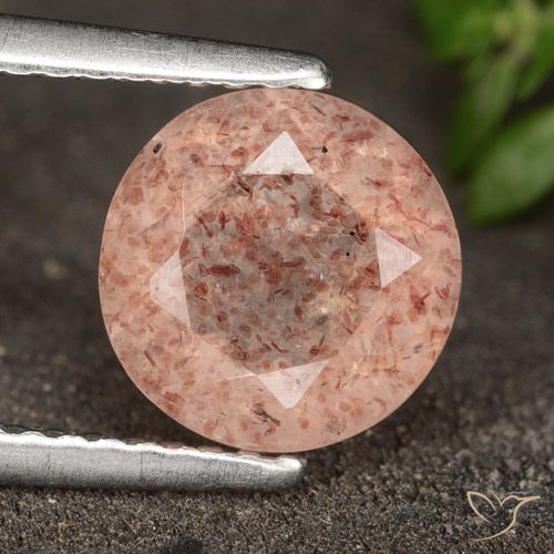 1.75ct Natürlicher orange-rosa Erdbeerquarz, Runden, Lichtdurchlässig