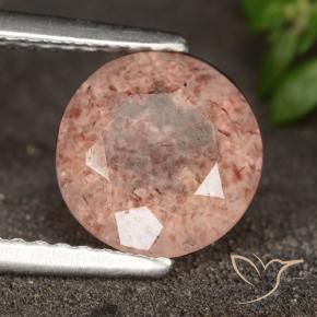 9,17 ctw natürlicher orange-rosa Erdbeerquarz, Runden, Lichtdurchlässig
