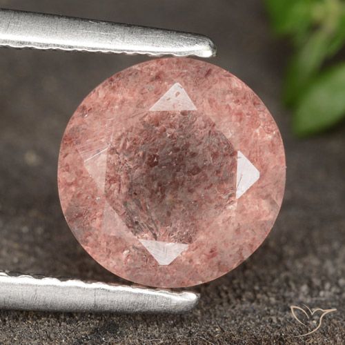 1.83ct Natürlicher Dunkelrosa Erdbeerquarz, Runden, Lichtdurchlässig