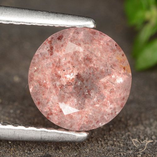 1.73ct Natürlicher Erdiges Rosa Erdbeerquarz, Runden, Lichtdurchlässig