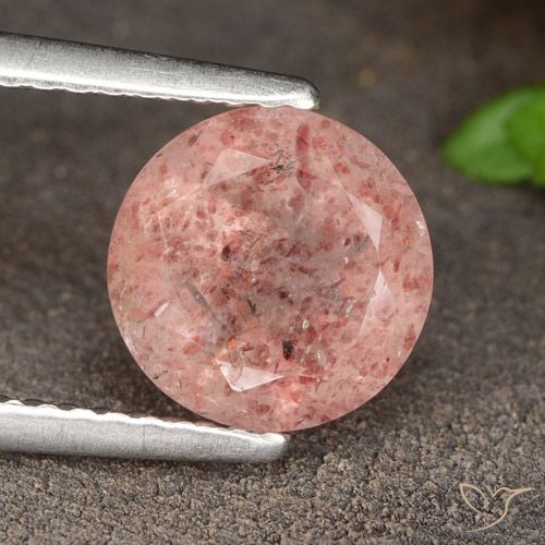 1.70ct Natürlicher Mittelrosa Erdbeerquarz, Runden, Lichtdurchlässig