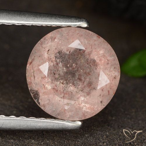 1.78ct Natürlicher hellrosa Erdbeerquarz, Runden, Lichtdurchlässig