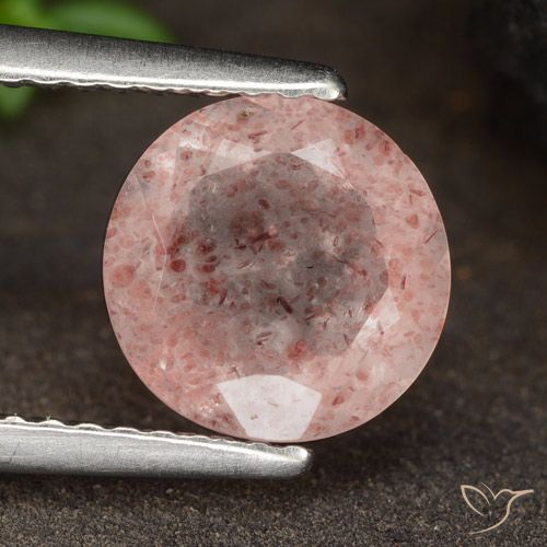 1.78ct Natürlicher Erdiges Rosa Erdbeerquarz, Runden, Lichtdurchlässig